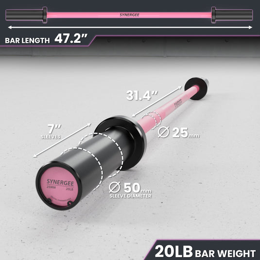 Synergee - 20 lb / 25 lb Olympic Barbell (4 ft / 4'8")
