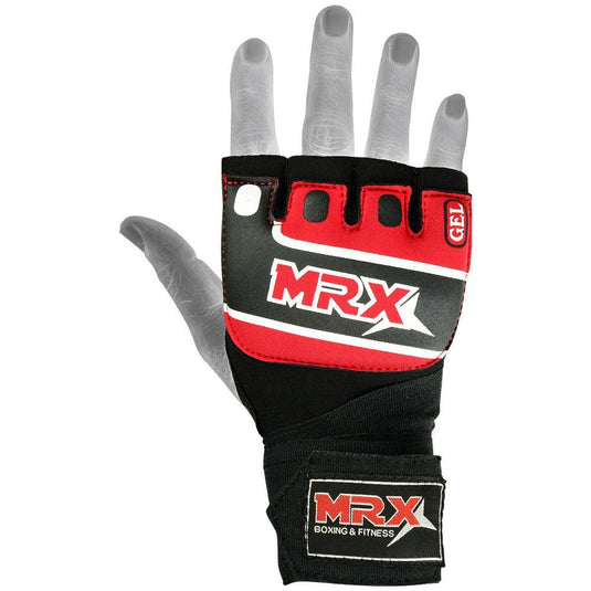 MRX - Neoprene Gel Gloves With Wraps Red - Sparring Gear