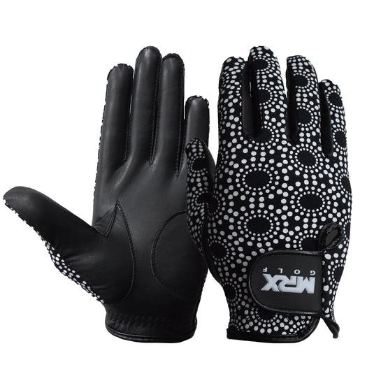 MRX - Women's Golf Gloves Left & Right Hand Cabretta Leather Golfer Glove - Left / Black / S
