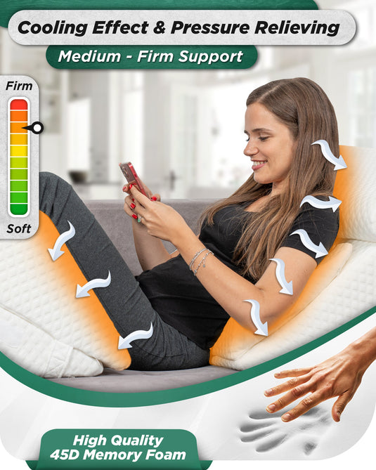 Lunix - LX13 6pcs Orthopedic Bed Wedge Pillow System, with Hot Cold Pack White