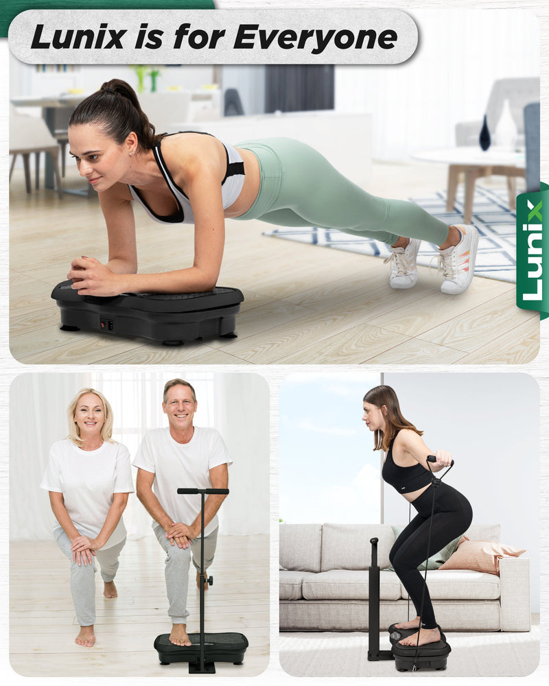 Load image into Gallery viewer, Lunix - LX18 Vibration Plate with Adjustable Handlebar (Charcoal Black)
