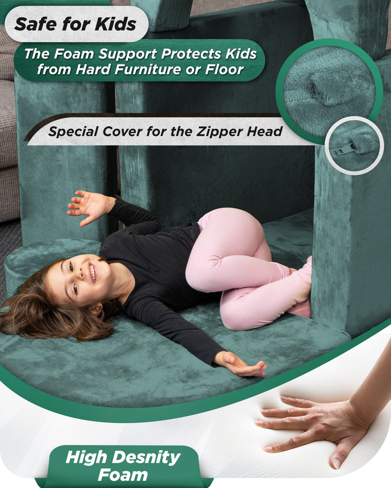 Load image into Gallery viewer, Lunix - LX15 14-Piece Modular Play Couch (Sage Teal)
