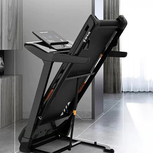 Muscle D Fitness - Light Commercial Folding Treadmill - LED Display - Heart Rate Monitor - Safety Clip
