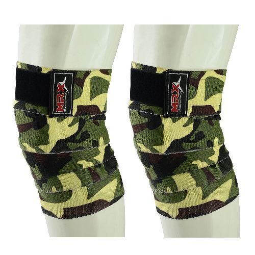 MRX - Weightlifting Knee Wraps Gym Workout Lifting Wrap Camo Style Unisex - Camo Green