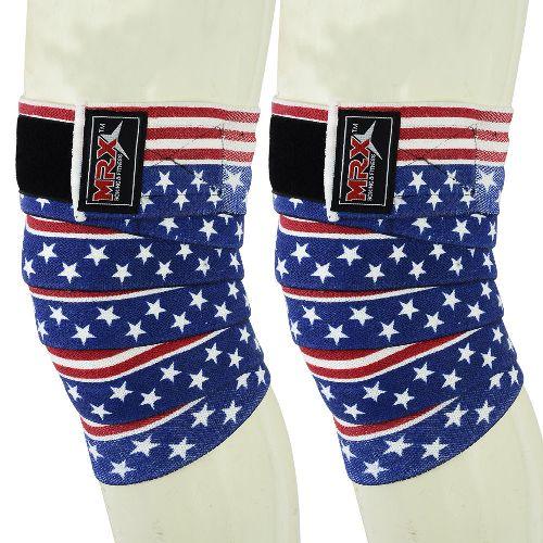Load image into Gallery viewer, MRX - Weightlifting Knee Wraps Gym Workout Lifting Wrap Camo Style Unisex - US Flag
