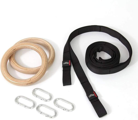 SMAI - Wooden Gym Rings - Easy Straps - Gymnastics & Bodyweight Equipment