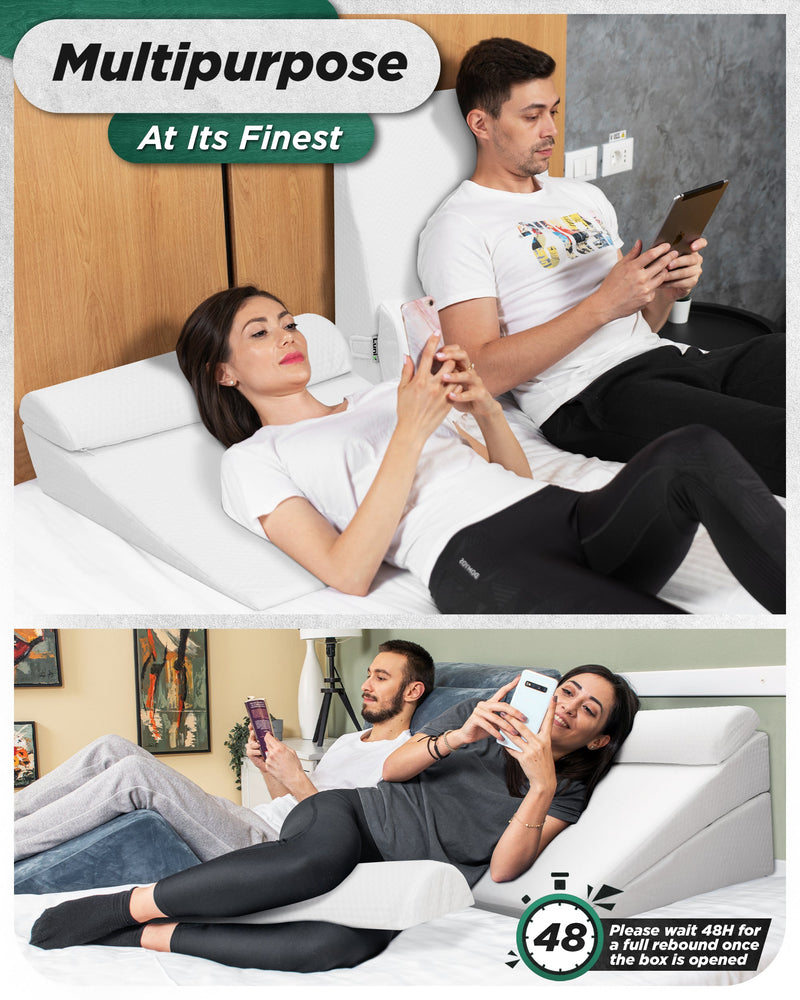 Load image into Gallery viewer, Lunix - LX8 2-LAYER ORTHOPEDIC WEDGE PILLOW SET, WITH HOT COLD PACK WHITE
