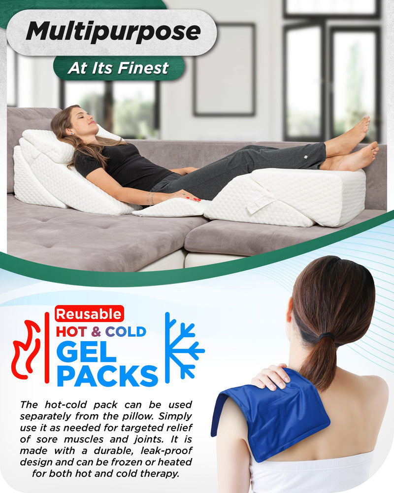 Load image into Gallery viewer, Lunix - LX13 6pcs Orthopedic Bed Wedge Pillow System, with Hot Cold Pack White
