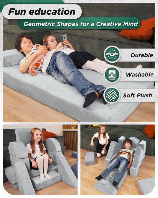 Lunix - LX22 11-Piece Modular Play Couch (Cloud Gray)