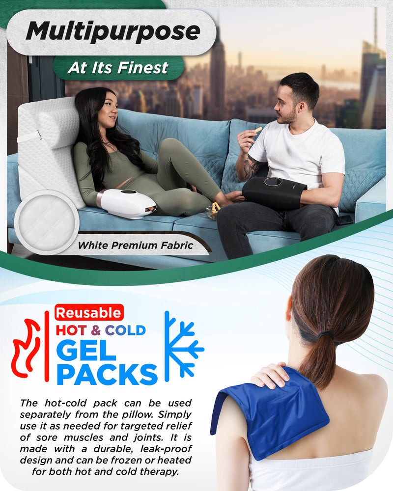 Load image into Gallery viewer, LX6 3pcs Orthopedic Bed Wedge Pillow System, with Hot Cold Pack White
