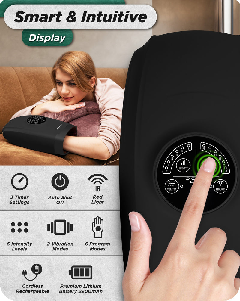 Load image into Gallery viewer, Lunix - LX33 Hand Massager with Red Light Therapy (Charcoal Black)
