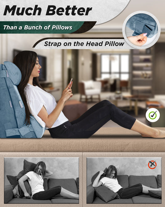 Lunix - LX8 2-LAYER ORTHOPEDIC WEDGE PILLOW SET, WITH HOT COLD PACK GRAY