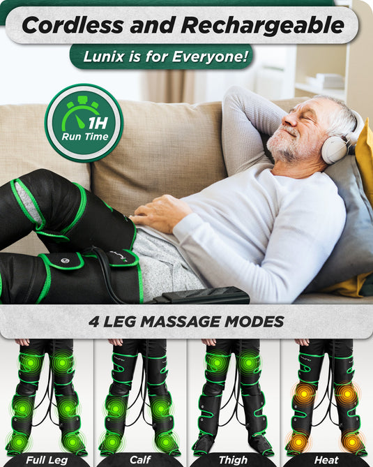Lunix - LX10 FULL LEG COMPRESSION MASSAGER WITH HOT/COLD PACK - GREEN - UPGRADED