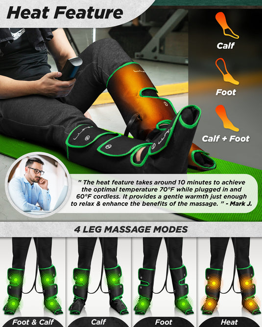 Lunix - LX1 FOOT AND CALF COMPRESSION MASSAGER GREEN