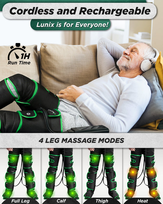 Lunix - LX10 FULL LEG COMPRESSION MASSAGER, WITH HOT/COLD PACK GREEN