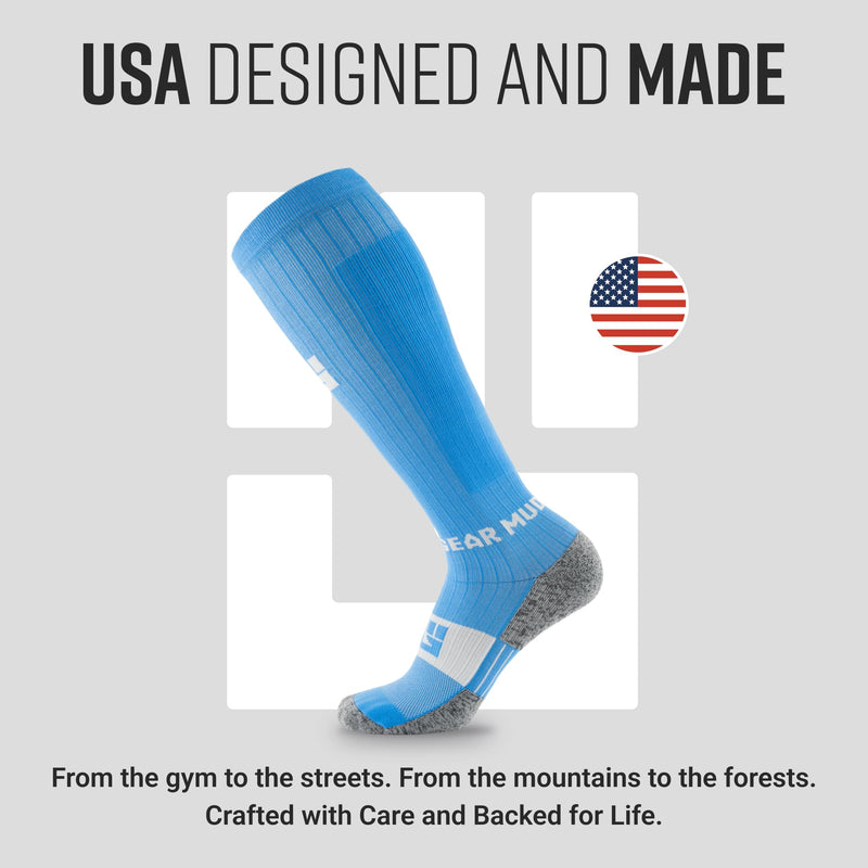 Load image into Gallery viewer, Mudgear - Tall Compression Socks (Neon Blue)
