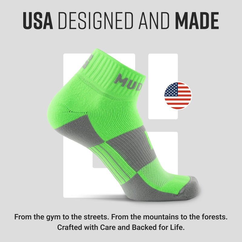 Load image into Gallery viewer, MudGear - Quarter Crew Trail Socks (Neon Green, 2-Pair Pack)
