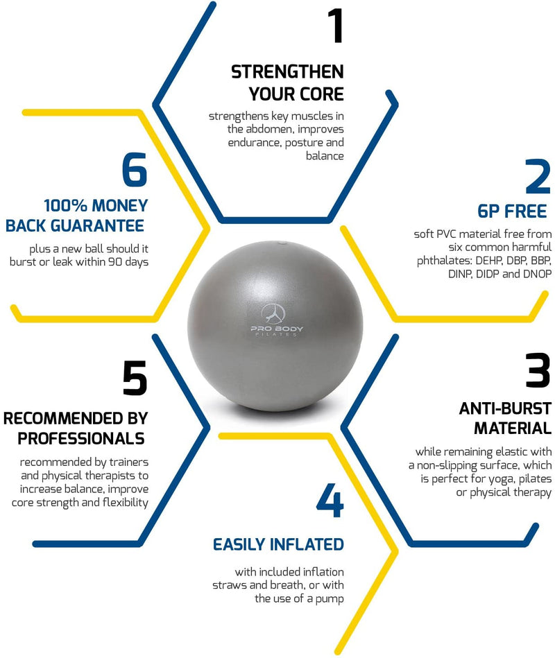 Load image into Gallery viewer, ProBody Pilates - 9 Inch Small Exercise Ball for Stability, Barre, Pilates, Yoga, and Balance (with Pump)
