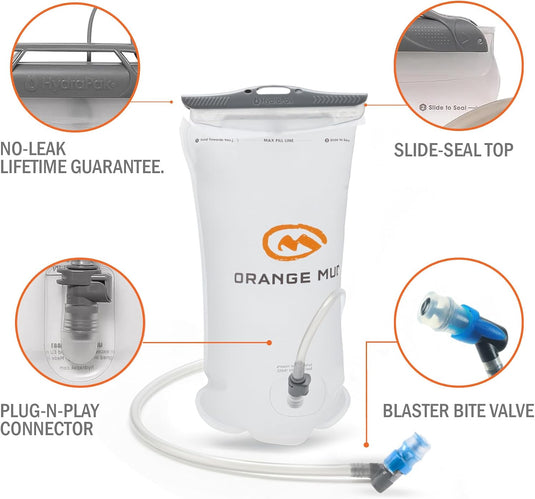 Orange Mud - HydraPak Bladder 3L Elite with Quick Disconnect and Blaster Valve - Hydration Bladder