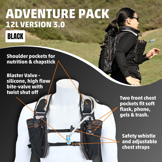 Orange Mud - Adventure Pack 12L 3.0: Ideal for Ultra Running, Hiking, Mountain Biking - Hydration Backpack