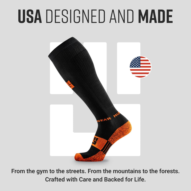 Load image into Gallery viewer, Mudgear - Tall Compression Socks (Black/Orange)

