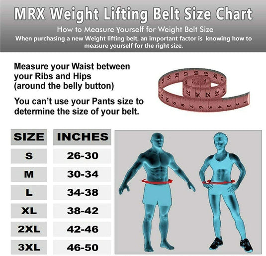 MRX - Weight Lifting Belt Leather 4 Inches Wide Back Support Powerlifting Belts for Men Women