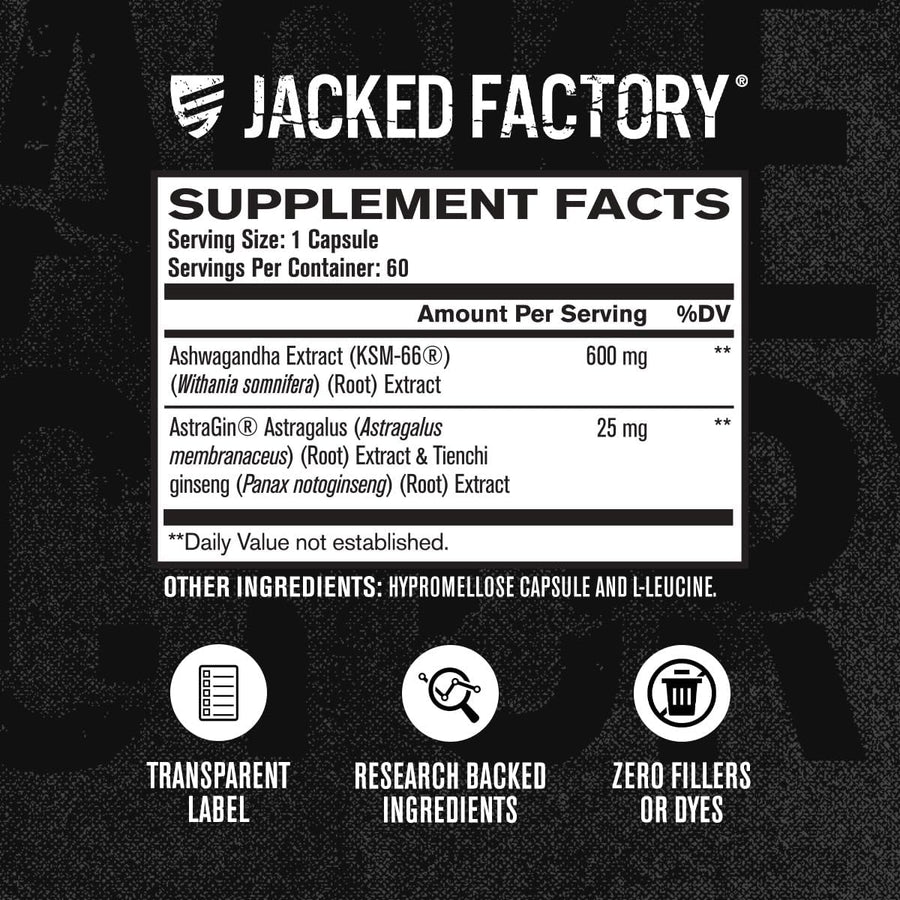 Jacked Factory - KSM-66 with Astragin nutrition facts label