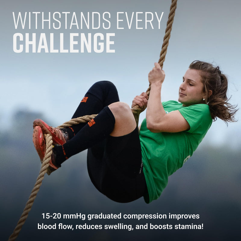 Load image into Gallery viewer, Mudgear - Tall Compression Socks (Black/Orange)
