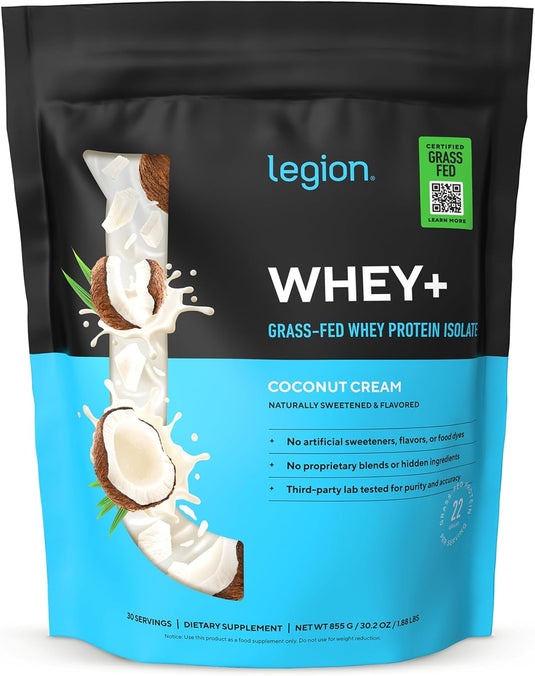 Legion Athletics - Grass-Fed Whey+ Protein Isolate Powder - Coconut Cream / 30 Servings