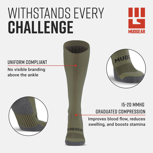 Mudgear - Tall Compression Socks Tactical Line (Olive Drab Green)