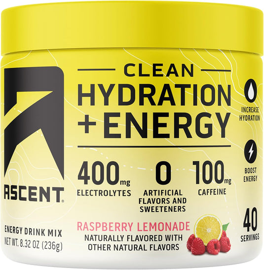 Ascent - Clean Hydration + Energy - Raspberry Lemonade