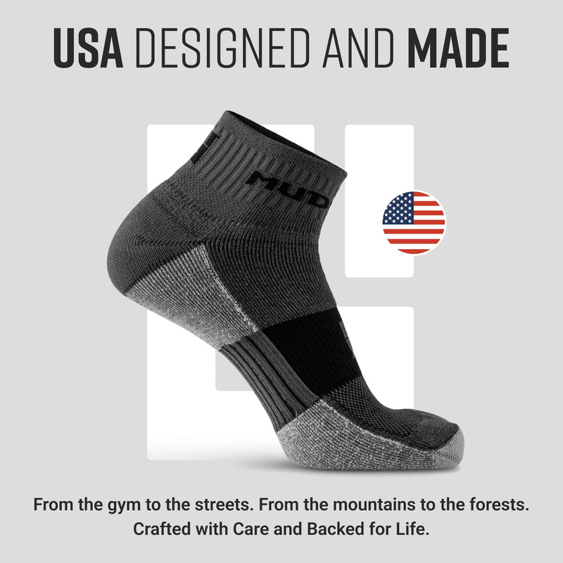 Load image into Gallery viewer, MudGear - Quarter Crew Trail Socks (Gray/Black, 2-Pair Pack)
