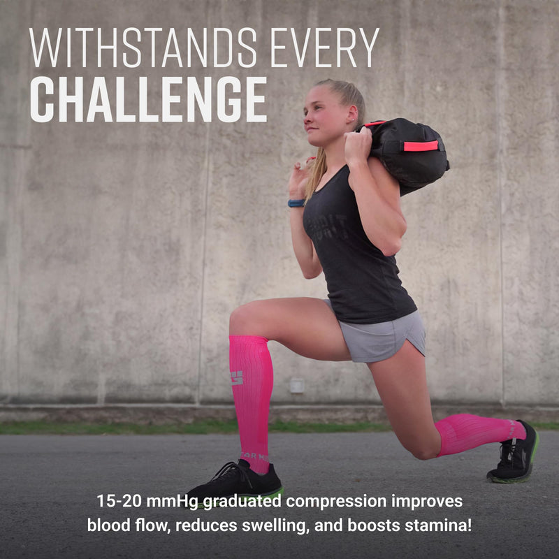 Load image into Gallery viewer, Mudgear - Tall Compression Socks (Pink/Gray)
