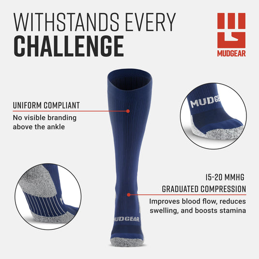 Mudgear - Tall Compression Socks Tactical Line (Navy)