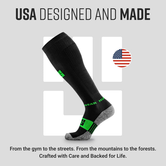 Mudgear - Tall Compression Socks (Black/Green)