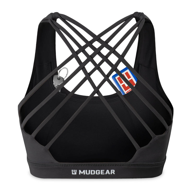 Load image into Gallery viewer, MudGear - Women's Performance Sports Bra with Pockets (Black)
