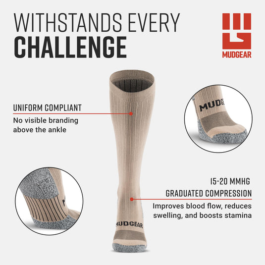 Mudgear - Tall compression socks tactical line (coyote tan)