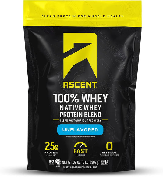Ascent - 100% Whey Protein - Unflavored / 2lb Bag