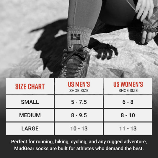 Mudgear - Performance Hiking/Trekking Sock - Black/Gray (2 Pair Pack)