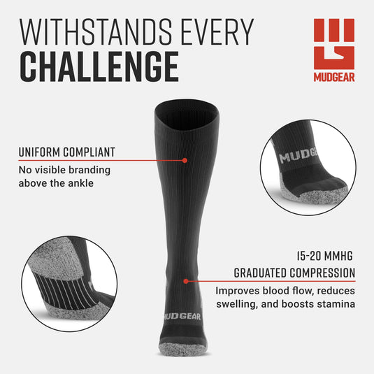 Mudgear - tall compression socks tactical line (all black)
