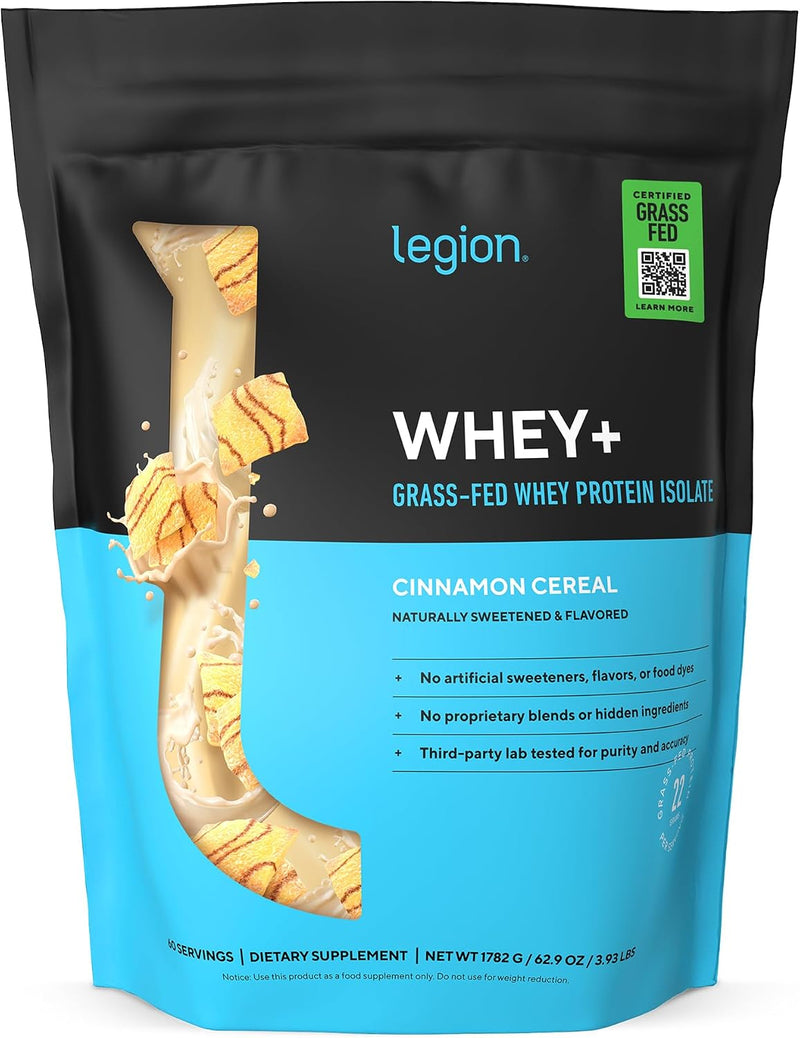 Load image into Gallery viewer, Legion Athletics - Grass-Fed Whey+ Protein Isolate Powder - Cinnamon Cereal / 60 Servings
