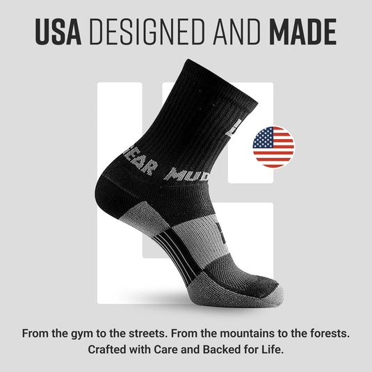 Mudgear - Performance Hiking/Trekking Sock - Black/Gray (2 Pair Pack)