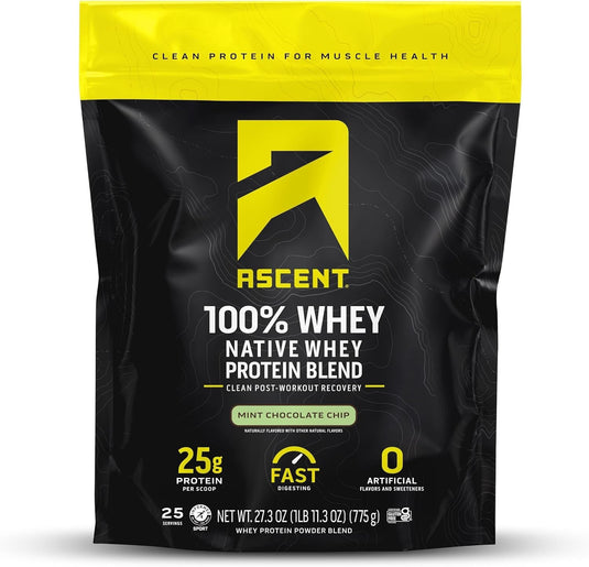Ascent - 100% Whey Protein - Mint Chocolate Chip / 2lb Bag