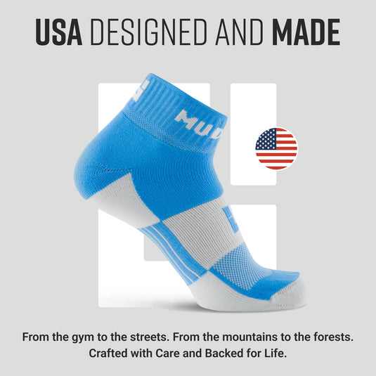 MudGear - Quarter Crew Trail Socks (Neon Blue, 2-Pair Pack)
