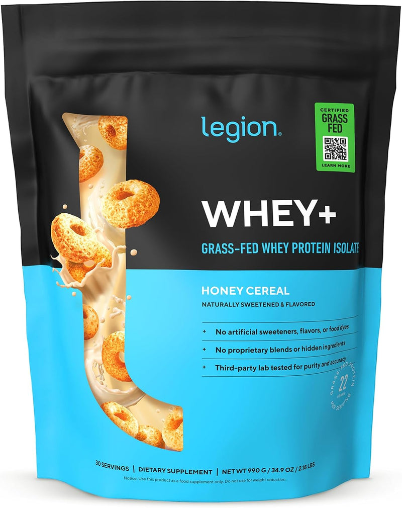 Load image into Gallery viewer, Legion Athletics - Grass-Fed Whey+ Protein Isolate Powder - Honey Cereal / 30 Servings
