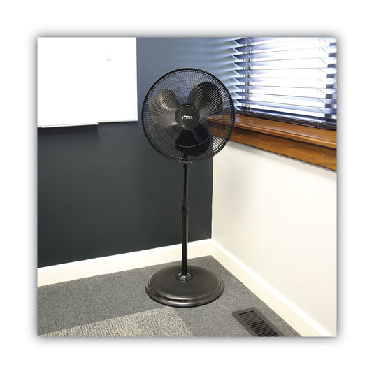 Alera - 16" 3-Speed Oscillating Pedestal Stand Fan, Black