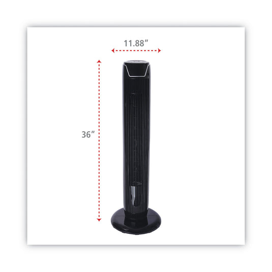 Alera - 36" 3-Speed Oscillating Tower Fan with Remote, Black