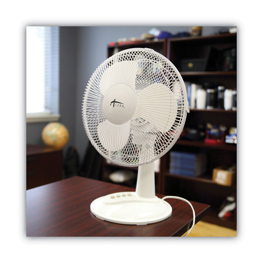 Alera - 12" 3-Speed Oscillating Desk Fan, White