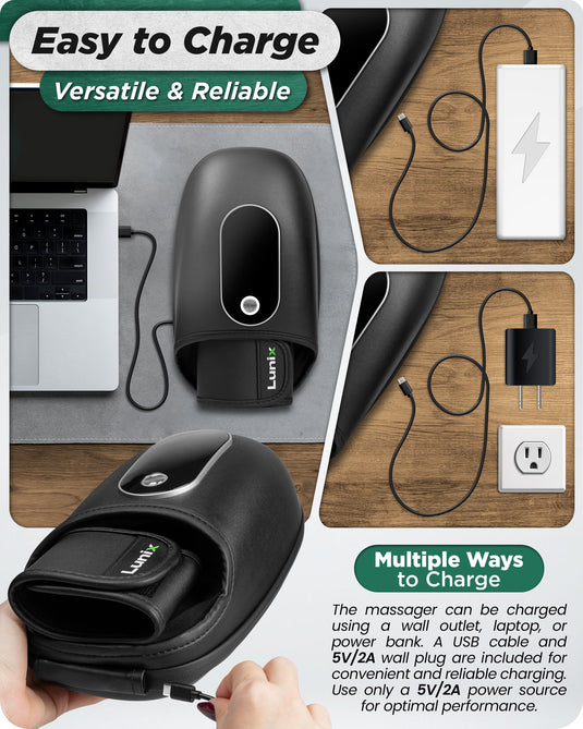 Lunix - LX31 Rolling Hand Massager Charcoal Black