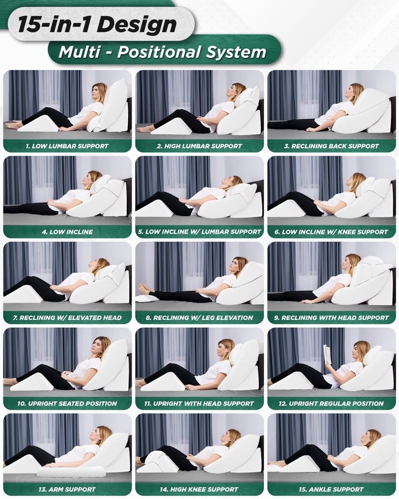 Load image into Gallery viewer, Lunix - LX5 4pcs Orthopedic Bed Wedge Pillow System, with Hot Cold Pack White
